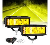 Auxbeam 5 Inch Amber Fog Light, Side Shooter Pod Lights 68W 6800LM LED Offroad Driving Lights with White Spot Flood Combo Beam, Waterproof Offroad Fog Light for UTV ATV Jeep Truck Boat (Yellow Beam)