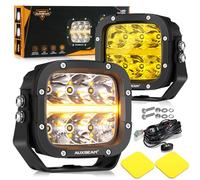 Auxbeam 5" LED Offroad Light With Amber DRL, XP-Ultra Series 132W 15600LM Super Bright Square Pod & Amber Cover, Spot Flood Combo Fog Bar for Off-Road Vehicles, 2 Years Warranty
