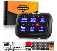 Auxbeam 6 Gang Switch Panel BC60, Universal Circuit Control Relay System Box with Automatic Dimmable On-Off LED Switch Pod Touch Switch Box for Car Pickup Truck Boat UTV SUV Blue, 2 Year Warranty
