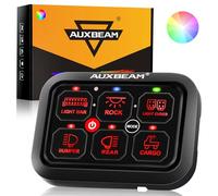 Auxbeam 6 Gang Switch Panel RA60 Toggle Momentary Pulsed RGB Dimmable Multifunction Panel Built-in Solid State Relay Marine Control Waterproof for Car Boat, 2 Years Warranty