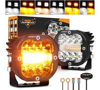 Auxbeam 6 Modes Amber White LED Pods XP-Ultra Series 3Inch 96W Dual Color Strobe Lights Spot Flood Combo Amber Fog Lights Offroad Ditch Lights Flashing Warning Emergency Function, Pair