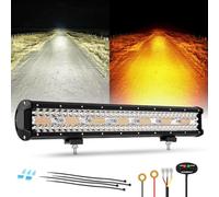 Auxbeam 6 Modes Amber White Series, 20 Inch LED Light Bar 420W, Strobe Light Flashing Warning Emergency, Spot Flood Combo Off Road Light for Trucks, Cars, ATVs, UTVs, Boats