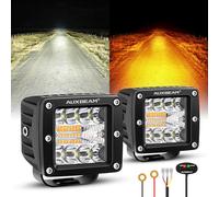Auxbeam 6 Modes Amber White Series LED Cubes, 3Inch 72W LED Pods Dual Color Off-Road Strobe Lights, Spot Flood Combo Driving Offroad Ditch Lights Flashing Warning Functional, Pair