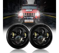 Auxbeam 7 Inch Round LED Headlights DOT Approved Replacement for Jeep Wrangler JK TJ LJ CJ Rubicon Sport Sahara Hummer H1 H2, 7" LED Headlamps for Unlimited JKU Peterbilt Ford H6024 Headlights, Black