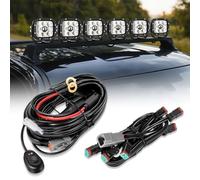 Auxbeam Led Pods Led Offroad Light Wiring Harness Kit 6 Leads, On Off Waterproof Switch Heavy Duty 12V Power Relay, Extension Wiring Harness 40A Blade Fuse 2PIN DT Plug