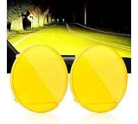 Auxbeam Round Offroad Light Covers 9 Inch 2PCS, Amber Spot Beam Round Yellow Protective Light Lens for Off Road Cube Driving Fog Pod Lights Bumper Roof Lights