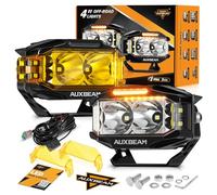 Auxbeam V-MAX Series 72W LED Pod Driving Lights, 4x2.5 Inch Rectangle Side Shooter Offroad Cube Spotlights with Amber DRL, 270° Combo Beam 6 Modes White/Amber/Yellow Auxiliary Lights with Covers