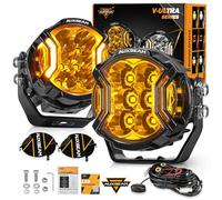 Auxbeam V-Ultra Series 3 Inch 108W LED Round Pods, 3 Modes Offroad Driving Side Shooter Light with Amber DRL, 270° Ultra-Wide Amber Cube Universal Spotlights with Covers & DT Plug Wiring Harness