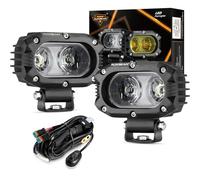 Auxbeam Wrangler 120 K 4 Caliber LED Lights, 60 W, Square, White, Wide Light Beams, 3000 Lumens, 12 V, 5 A, 6500 K