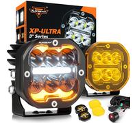 Auxbeam X-PRO Series 3" 84W LED Pods DRL & Turn Signal 9600lm Flood Light Combination for Off Road Driving Amber Fog Lights Cube Auxiliary Floodlights with Black/Yellow Covers