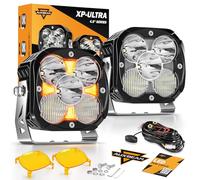 Auxbeam XP Ultra Series LED Pod Light, 4 Inch 15200LM Driving Off-Road Cube Ditch Spotlights with Amber DRL, Hyper Spot Flood Combo Beam Auxiliary Work Light with Cover for 4x4 Jeep Ford ATV UTV