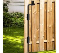 Auxdee 36 inch Gate Drop Rod, Cane Bolt for Wooden Fences Metal Gates, Bolt Gate Ground Latch for Double Doors or Vinyl Fence Gates, Heavy Duty Gate Ground Stopper Hardware, Black Finish (1 Pack)