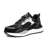 AUXDIQ Safety Trainers Men Steel Toe Cap Trainers Work Construction Breathable Safety Shoes Non Slip Sneakers Black 8 UK