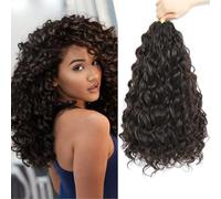 Auxemuen 14 Inch Pre Looped Ocean Wave Crochet Braids 8 Packs Short Curly Crochet Hair Boho Ocean Braids Pre Twisted Synthetic Deep Wavy Crochet Hair for Women （4#)