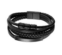 Auxere Bracelet Leather KXD0866-17 cm - Man - Genuine Leather Black 17 cm