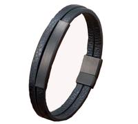 Auxere Bracelet Leather KXD0869-21 cm - Man - Genuine Leather Black 21 cm