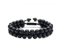 Auxere Double Row Bracelet Stone KXD0266 - Man Black 16 cm