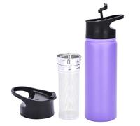 Auxesia Fruit Infuser Water Bottle - Metal Steel Insulated Tumbler with Infuser Insert - Flavor Infusion of Loose Leaf Tea - Travel Bottles for Hot and Cold Drinks - Infused Water for Women (Purple)