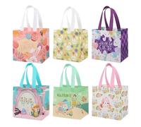 AUXHCYL 6 Pack Easter Gift Bags with Handles, Non-Woven Reusable Bunny & Carrot Design, Perfect for Easter Egg Hunt, Party Supplies, and Gift Wrapping