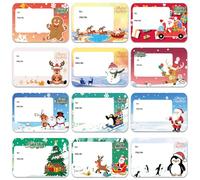 AUXHCYL Christmas Labels Stickers, 120 Pcs Christmas Sticky Labels, 12 Style Xmas Gift Tags Stickers, 65 x 45mm Self Adhesive Gift Label for Presents