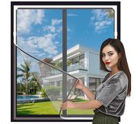 AUXHCYL Fly Screens for Windows - Magnetic Net Window Max 120 x 110cm, Adjustable Fiberglass Mesh, Insect Window Screen to Keep Bugs, Flys and Mosquitoes Out(White Frame Gray Mesh)