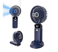 AUXHCYL Handheld Fan, Portable Fan Handheld Rechargeable with 6 Speeds, Battery Operated Fans with Base, 90° Ajustable, Hand Held Fans USB for Home, Office, Travel, Bedroom, Outdoor(Blue)
