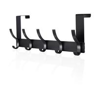 AUXHCYL Over Door Hooks, Stainless Hanger Coat Hook for Towel, Clothes, Bag, Robe, Storage Space Saving for Bathroom, Bedroom, Wardrobe (Black)