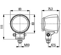 HELLA 1G0 996 176-001 Halogen-Worklight - Modul 70 - 24/12V - Bolted/mounting - Vertical/Swivelling Mounting Bracket - Short distance lighting - Plug: open cable ends