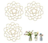 Auxiliaryn Stainless Steel Floral Grid Organizer, Metal Reusable Floral Grid, Plant Flower Arrangement Holder Insert, Durable Flower Frog Wire Arranger Twist for Vase(3Pcs-Glod-4")