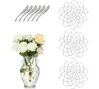 Auxiliaryn Stainless Steel Floral Grid Organizer, Plant Flowers Stem Grid Holder Insert, Reusable Flower Arrangement Holder for Vase Stems Bouquets, 4'/5"/6" (Silver-5in)