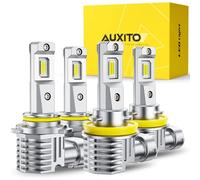 AUXITO 9005 H11 LED Bulbs, 80,000lm, 15X Super Bright, 6500K, Cool White, 20 Years Lifespan, 1:1 Size Mini Replacement Bulbs, Plug N-Play, 4 Pack