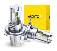 AUXITO H4 Light Bulbs 900% Brighter 6500K Cool White 50,000Hrs Lifespan 360° Lighting 5 Min Install CANBUS Ready No Radio Interference, Pack of 2