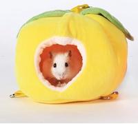 auxlihi Pet Hanging House Bed, Small Pet Hamster Hanging Bed House Hammock Cute Furit Warm Fleece Bed Guinea Pig Hedgehog Chinchilla Bed House Cage Nest Hamster Small Animals House (Yellow lemon)
