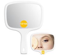 Auxmir 10X/1X Magnifying Mirror, Double Sided Makeup Mirror with Handle, Cosmetic Hand Mirrors, Portable Travel Handheld Mirrors for Makeup, Shaving, Facial Care