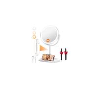Auxmir 30X Magnifying Mirror with Light, 9'' Rechargeable Makeup Mirror with Tweezer, 3 Color Stepless Dimmable Mirrors with Phone Holders, 360° Free Standing Detachable Vanity Mirrors for Bedroom