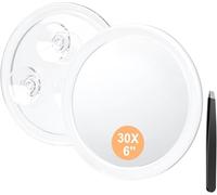 Auxmir 30x Wall Mounted Magnifying Mirror, Make Up Mirror with 30x Magnification, Makeup Mirror 15 cm Round Travel Mirror 30X with 3 Suction Cups for Home Dressing Table, Bathroom, Travel