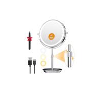 Auxmir 9'' Lighted Magnifying Mirror with 30X/1X, Height Adjustable Double Sided Touch Makeup Mirror, 3 Color Lights & Stepless Dimmable, 360° Swivel Cordless Rechargeable Cosmetic Vanity Mirror