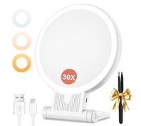 Auxmir Lighted Magnifying Makeup Mirror, 30X/1X Double Sided, Rechargeable