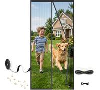 Auxmir Magnetic Fly Screen Door 80x200cm, Powerful Self-Sealing Mesh, Black