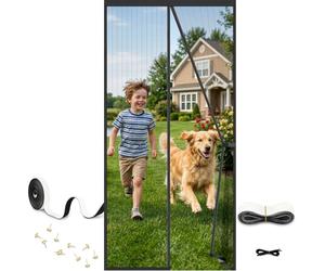 Auxmir Magnetic Fly Screen Door 80x200cm, Powerful Self-Sealing Mesh, Black