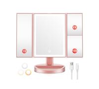 Auxmir Makeup Mirror with Lights, 10X/5X/1X Magnifying, USB-C Rechargeable