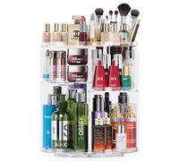 Auxmir Makeup Organiser, 360 Degree Rotating Cosmetics Organiser for Skincare Lipsticks Perfumes Brushes, Spinning Makeup Storage with Adjustable Layers for Dresser, Bedroom, Bathroom, Clear