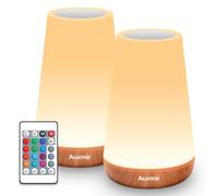 Auxmir Night Light 2 Pack, LED Touch Bedside Table Lamp, 2500mAh Rechargeable Light with RGB Color Changing, Portable Lamp for Children, Kids, Bedroom, Living Room, Camping