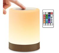 Auxmir Night Light, 3000mAh Rechargeable LED Bedside Table Lamp, Touch & Remote Control Dimmable Light, RGB Color Changing, Portable Lamp for Bedroom, Living Room, Camping, Dark Brown
