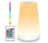 Auxmir Night Light, Dimmable Touch Bedside Table Lamp for Bedroom, White | Remote Control LED Light with 13 Colours, 5 Lighting Modes and Timer, 2500mAh Portable Kids Lamp for Nursery, Camping