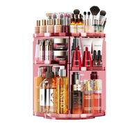 Auxmir Rotating Makeup Organiser, 9-Tier Adjustable Makeup Organiser with 360 Degree Rotation, Large Capacity Spinning Makeup Storage on Stand Revolving for Vanity Table, Bedroom, Bathroom, Pink