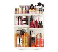 Auxmir Rotating Makeup Organiser, 9-Tier Adjustable Makeup Organiser with 360 Degree Rotation, Large Capacity Spinning Makeup Storage on Stand Revolving for Vanity Table, Bedroom, Bathroom, White