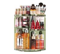 Auxmir Rotating Makeup Organiser, 9-Tier Adjustable Makeup Organiser with 360 Degree Rotation, Large Capacity Spinning Makeup Storage on Stand Revolving for Vanity Table, Bedroom, Bathroom, Green