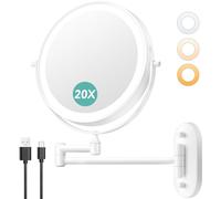 Auxmir Wall Mounted Makeup Mirror with Light, Vanity Mirror with 20X Magnification White