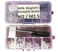 AUXPhome 73 Pieces Non-Magnetic Nylon Round Head Bolt Screw Nut Washer Assortment Kit with Screwdriver and Storage Box - M2 M2.5 (6mm-20mm) for Most Turntable Cartridge Headshell Mounting